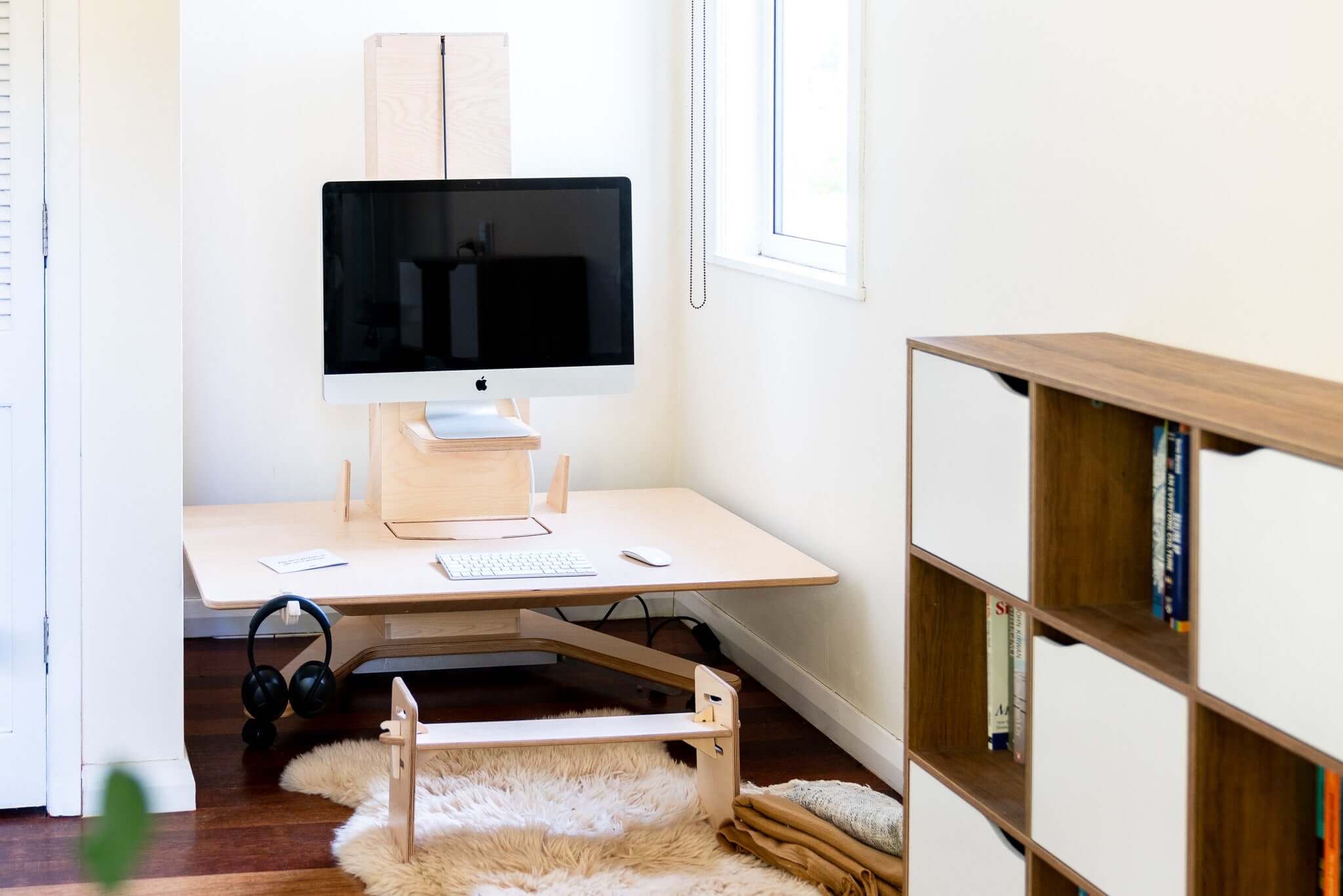 Limber Shelf, monitor stand, monitor shelf, iMac Shelf, Limber adjustable height standing desk