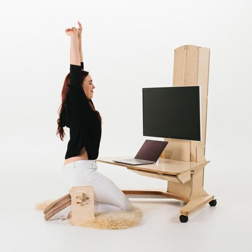 Stretching at the world's healthiest desk